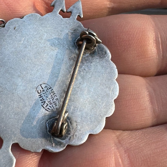 Vintage Signed 925 Sterling Silver Mexico Abalone Shell Arrows Tribal Pin/Brooch - Picture 2 of 9